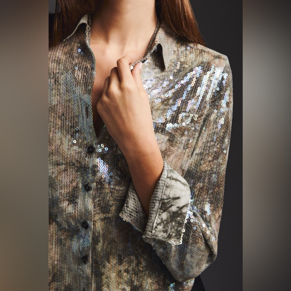 NWT Anthropologie Pilcro Shrunken Sequin Blouse - great for events/concerts